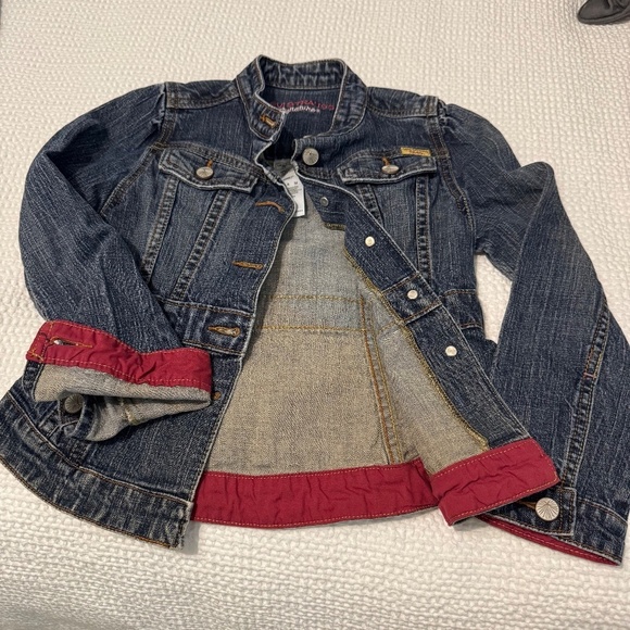 Levi's Strauss Signature girls medium denim jacket blue jean fitted like new - Picture 8 of 11